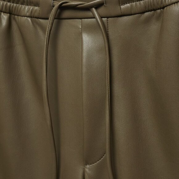 Green/Moss/Khaki Faux Leather Pants_Drawstring Waist_NWoT_Mango_L - Picture 5 of 6